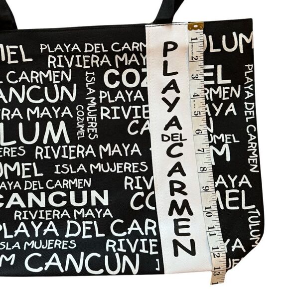 Beach Bag Canvas Tote Imprnted Playa del Carmen NWOT - Picture 4 of 6